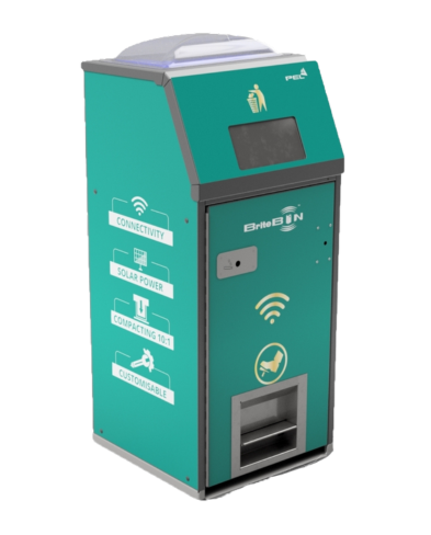 Innovative 240L BriteBin™ compacting litter bin helping councils reduce waste collection costs and carbon emissions.