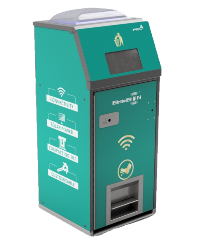 BriteBin™ smart litter bin providing efficient, eco-friendly waste management for public spaces.