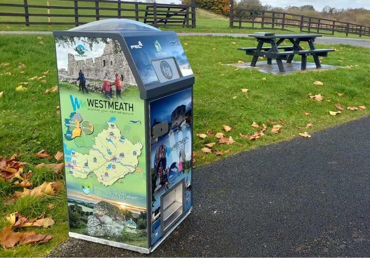 Solar-powered BriteBin™ smart bins installed by a local council for sustainable street waste management.