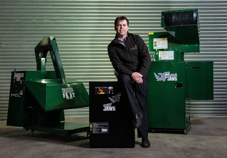 PEL Waste Reduction Equipment CEO Tommy Griffith with range of waste reduction equipment