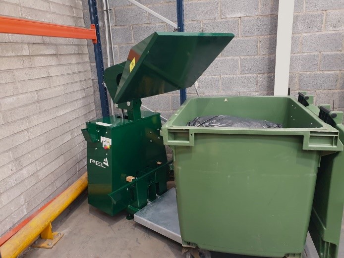 Bin Compactor crushing bins reducing volume