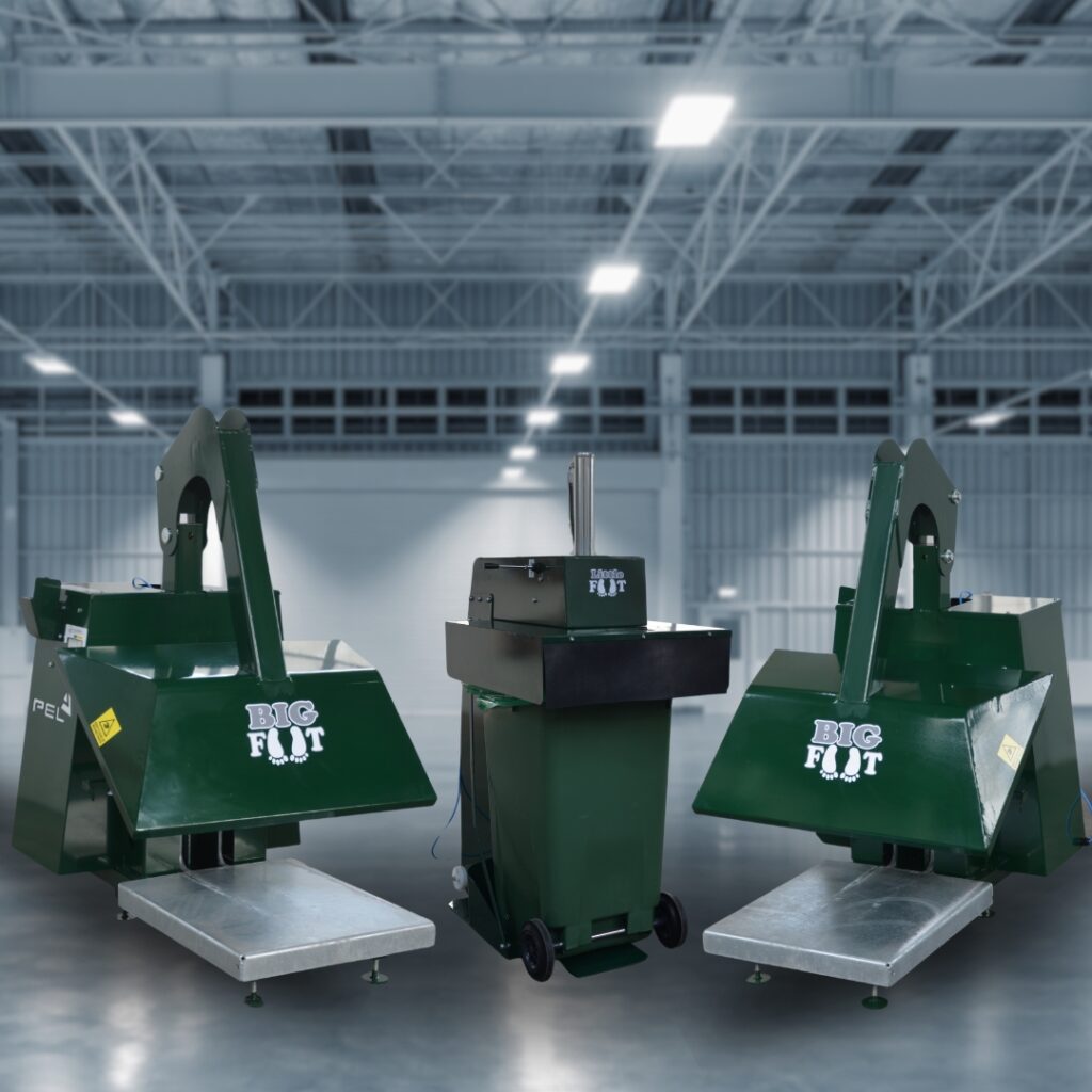PEL Bin compactor waste trash range in warehouse for reducing waste in hospitality