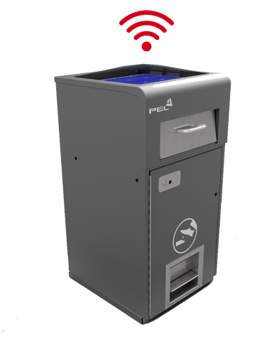 Modern BriteBin™ smart waste bin featuring solar-powered compaction technology.