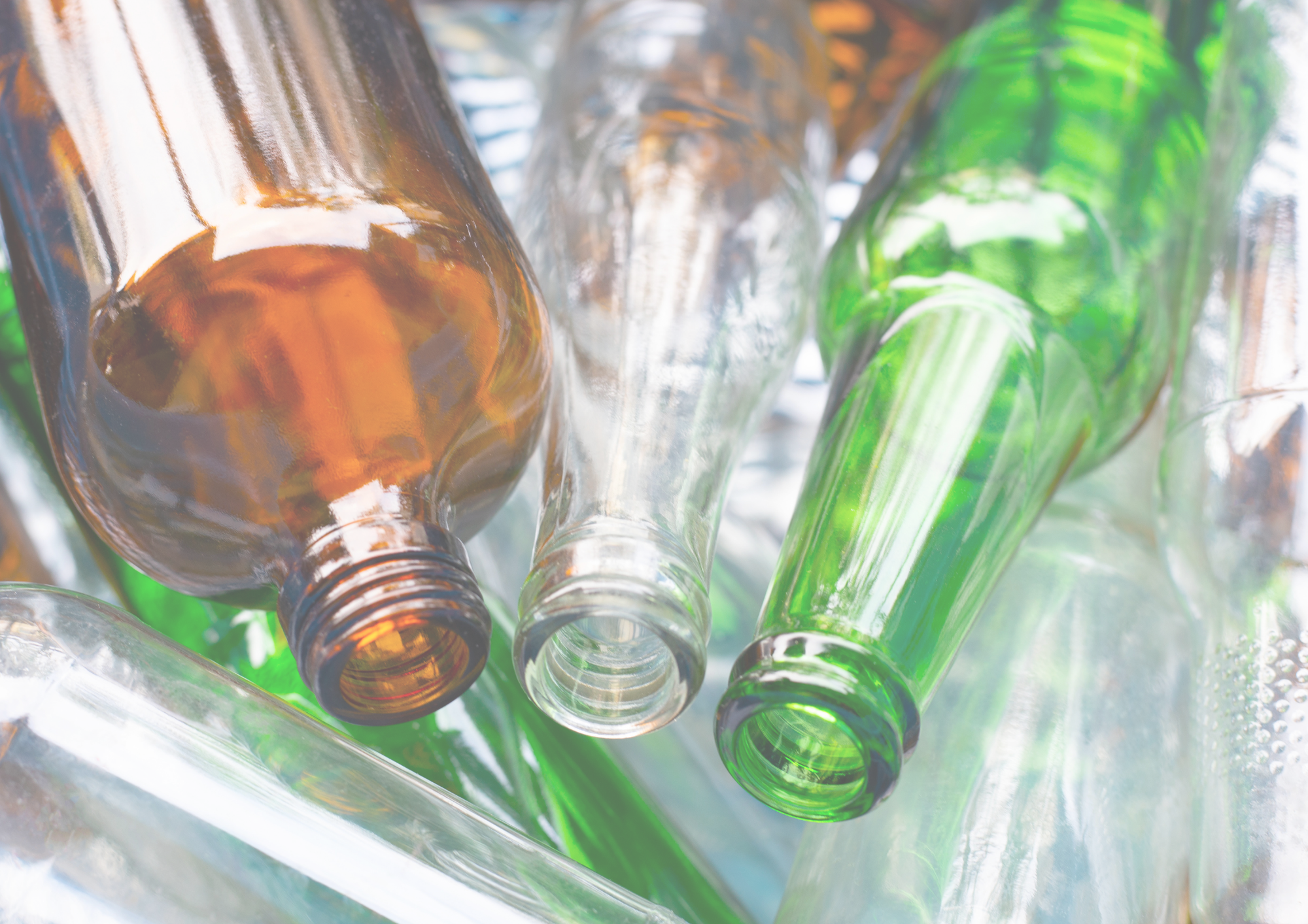 Selection of bottles ready for crushing